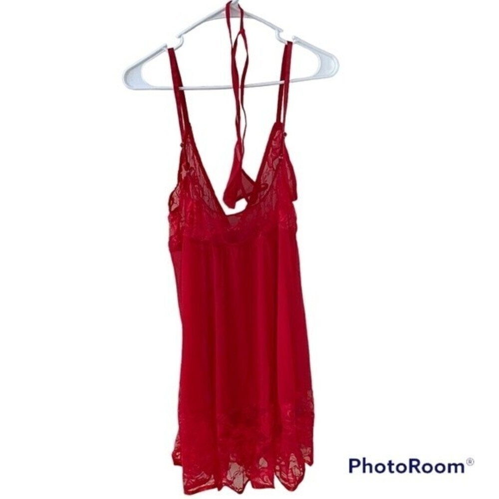 Red Lacey cami set night gown lingerie teddi